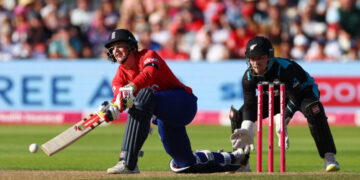 England’s batting continues against New Zealand in the ICC World Cup