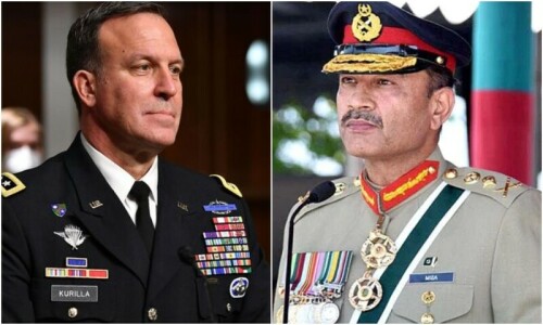 Army Chief General Asim Munir meeting with Commander US Central Command General Michael Eric