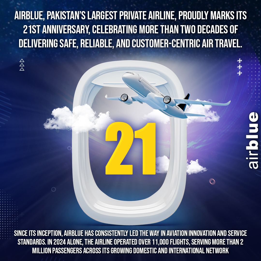 Airblue Completes a Proud 21-Year Journey, Setting a New Benchmark with Modern Aircraft and Exceptional Services