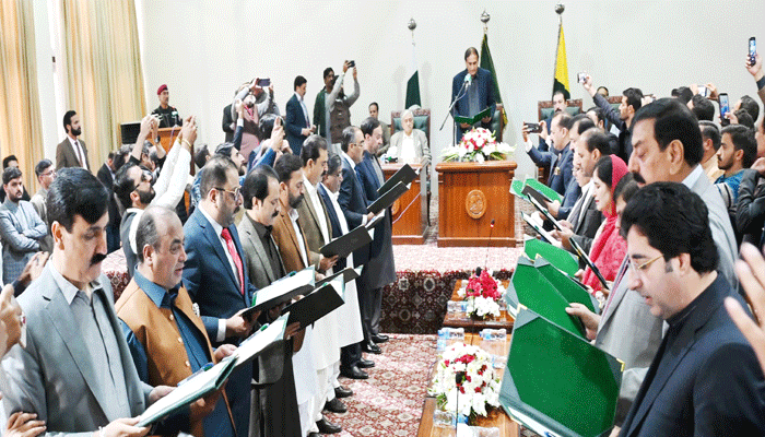 New AJK cabinet comprising 18 ministers sworn in — PakAlerts.net: Sansani Nahi, Srif Khabar — Your go-to digital hub for Breaking News, Analysis, Stories from Pakistan and around the World. Stay informed, Stay connected. New AJK cabinet comprising 18 ministers sworn in