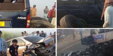 خیرپور: مہران ہائی وے پر گاڑیوں میں خطرناک تصادم، تین افراد جاں بحق