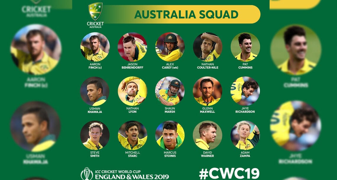 آسٹریلیا کا آئی سی سی ورلڈ کپ کے لئے 15 رکنی ٹیم کا اعلان، اسمتھ اور وارنر کی ٹیم میں واپسی