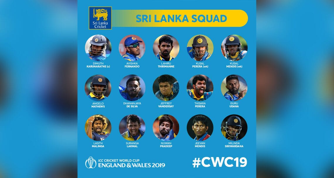 سری لنکا کا ورلڈ کپ 2019 کے لیے 15 رکنی ٹیم کا اعلان