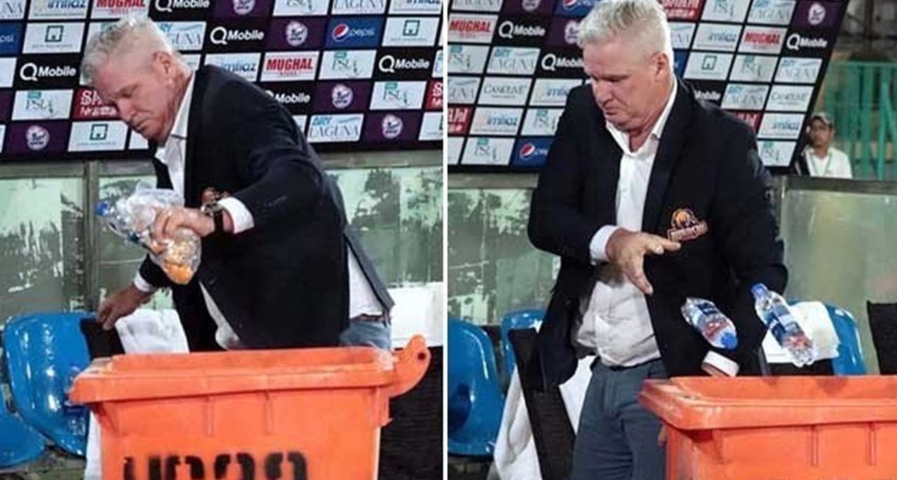 کراچی کنگز کے کوچ ڈین جونز نے گراؤنڈ میں صفائی کر کے اعلیٰ مثال قائم کر دی۔