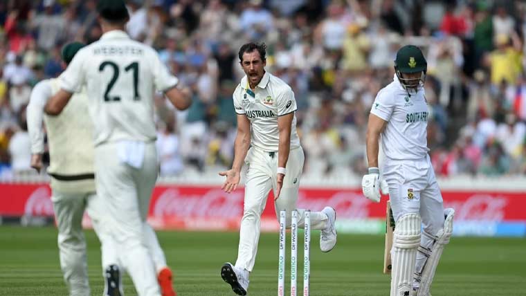 ورلڈ ٹیسٹ چیمپیئن شپ فائنل: آسٹریلیا کے 212 کے جواب میں جنوبی افریقہ کے 43 رنز پر 4 کھلاڑی آؤٹ
